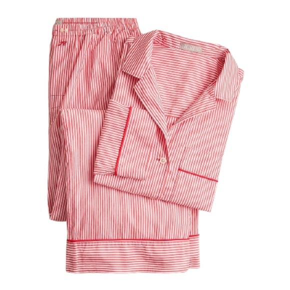 J. Crew Red and White Striped Small Pajama Set - Picture 1 of 4